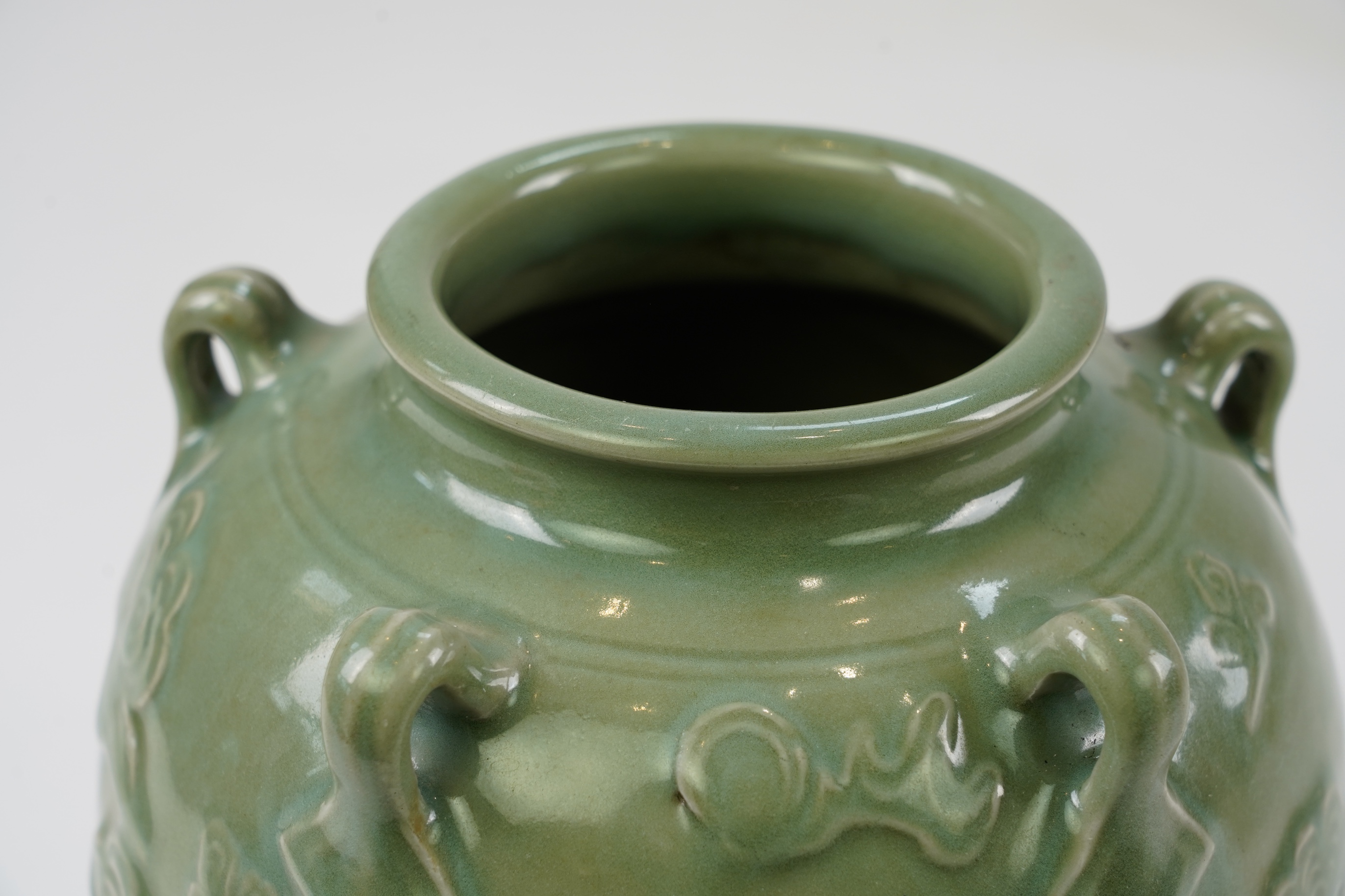 A Chinese Longquan style celadon vase